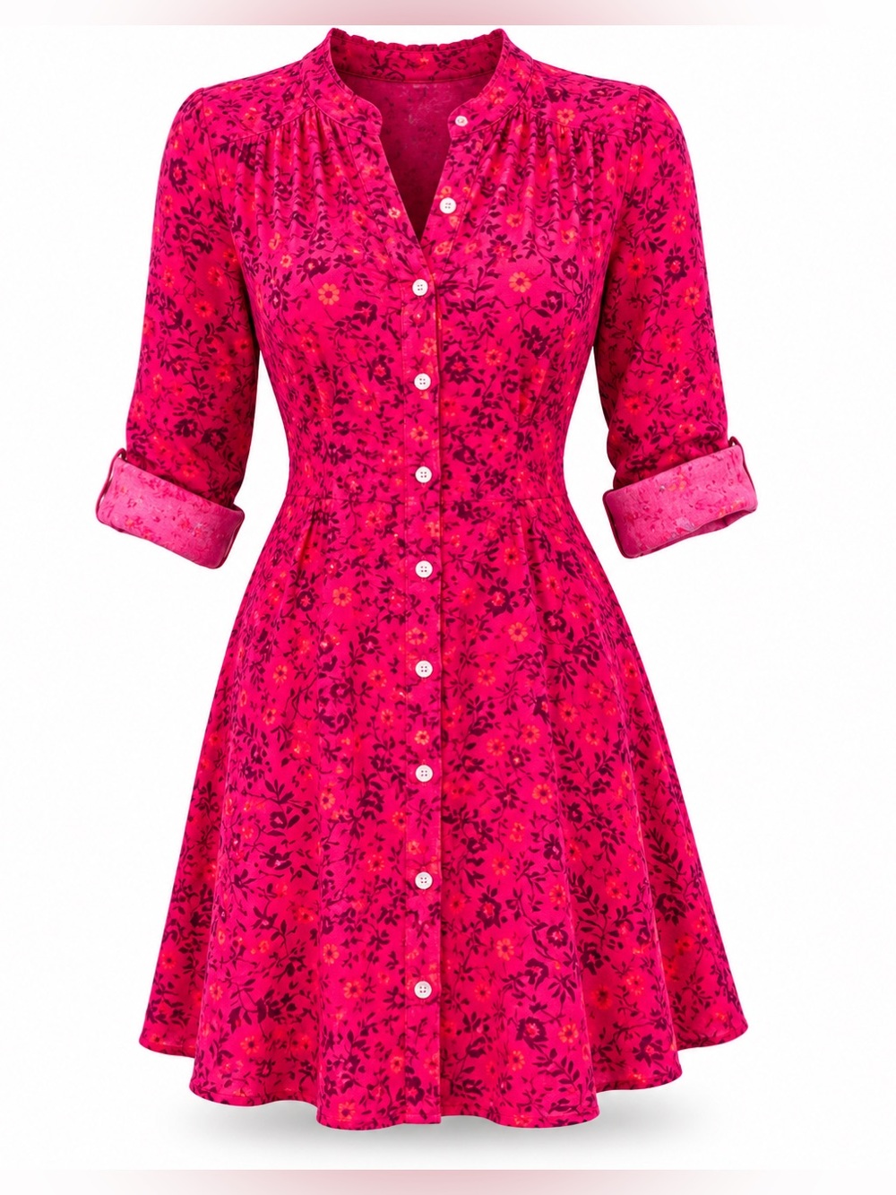 GAP Floral Print Knee-Length Long-Sleeve Button Up Dress (SIZE: 2)
